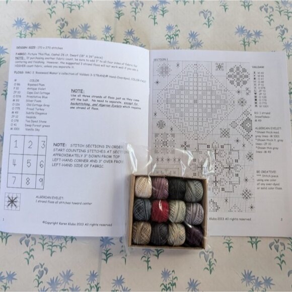 Rosewood Manor Winter Quakers Cross Stitch Kit NEW Karen Kluba Valdani - Picture 2 of 2